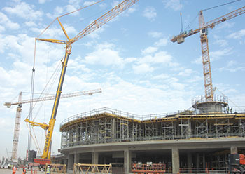 Johnson Arabia’s fleet ... engaged on Abu Dhabi airport terminal building.