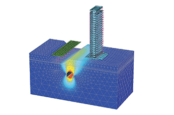 Plaxis 3D performs three-dimensional analysis of deformation, soil-structure interaction, and stability in geotechnical engineering and rock mechanics.