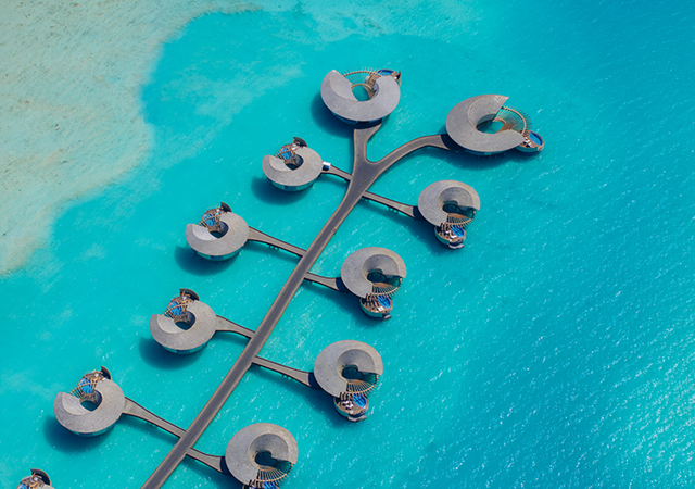 The St Regis Red Sea Resort echoes the surrounding coral reefs, marine life and sand dunes.