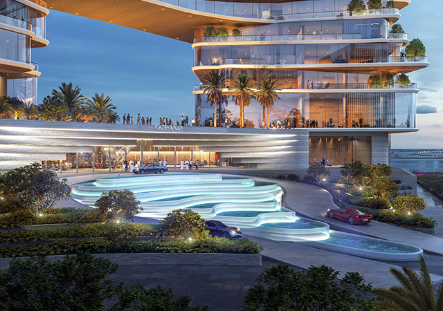 Elevated on a 5-m-high podium, Oceano’s grandeur is further accentuated by a mezzanine-level main entrance.