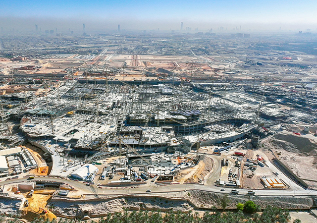 An aerial view of the super-basement of Diriyah Square, a key asset at Diriyah.