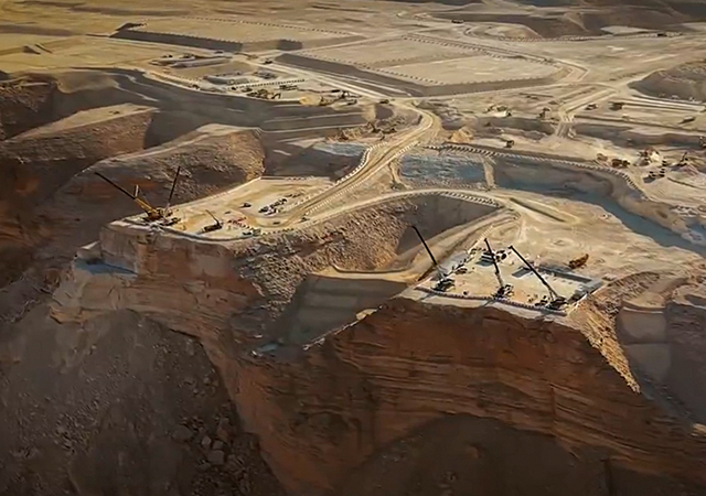 Excavation and levelling work is under way at the site of the Qiddiya Stadium. 